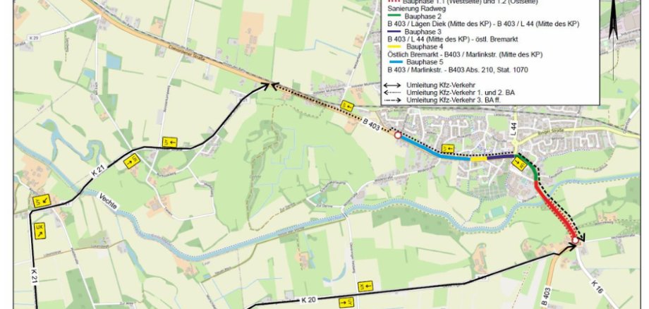 Grafik Umleitung B403 in Emlichheim